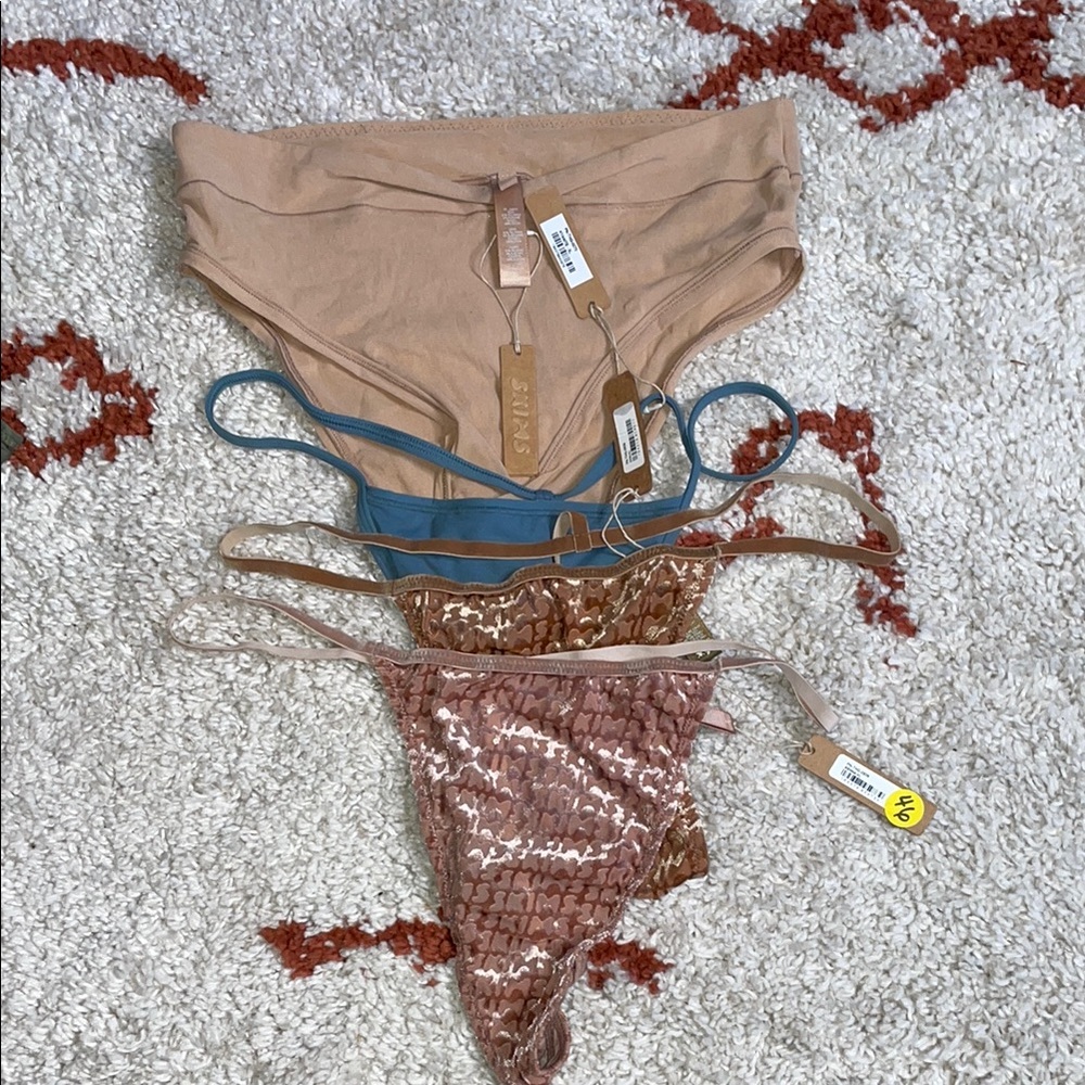 NWT- SKIMS- Five Panties- Sz XL- 1 HR MicroMesh Cheeky, 1 Kyanite & 3 Sateen